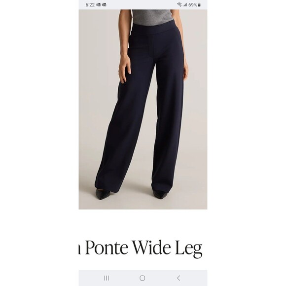 Quince NWT navy Ultra-stretch Ponte wide leg pants S classic comfy minimalist - Picture 1 of 13